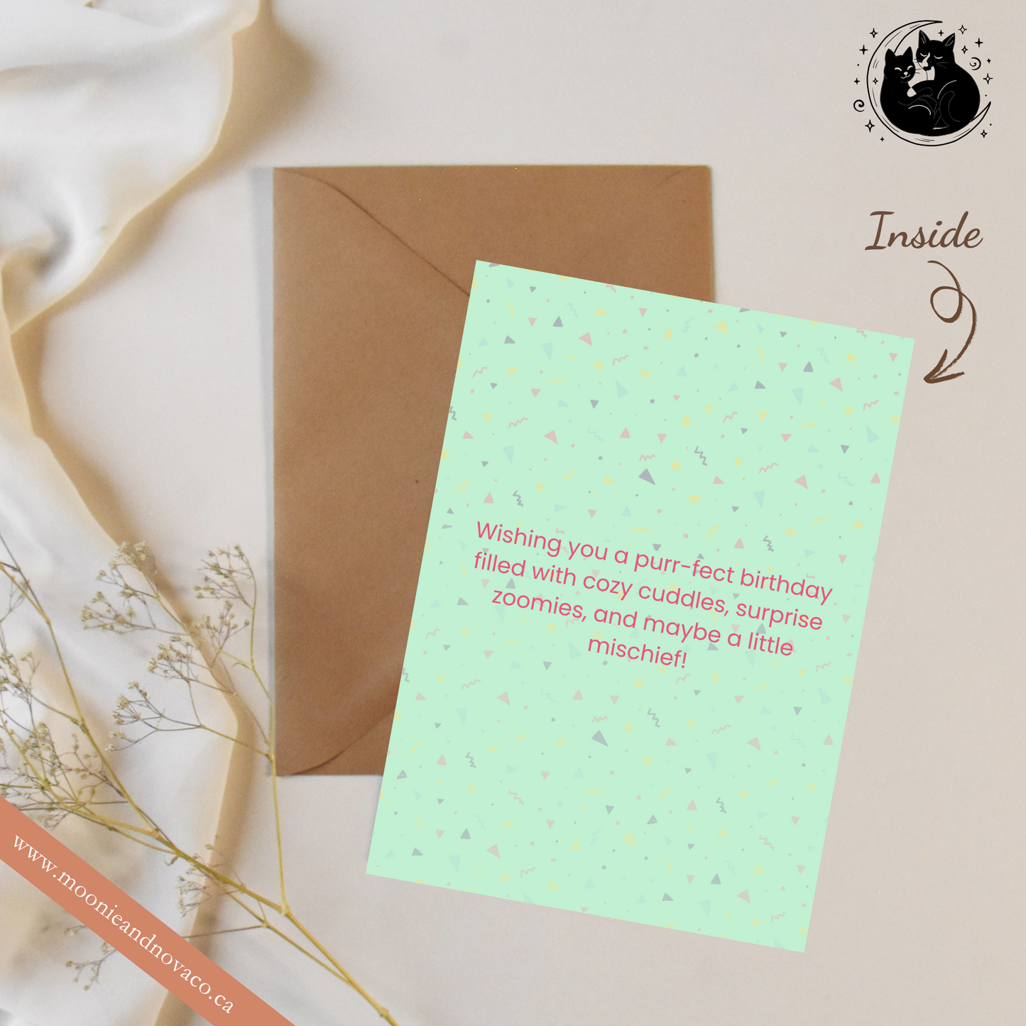 "Paws & Whiskers & Birthday Wishes" – Cat Birthday Card