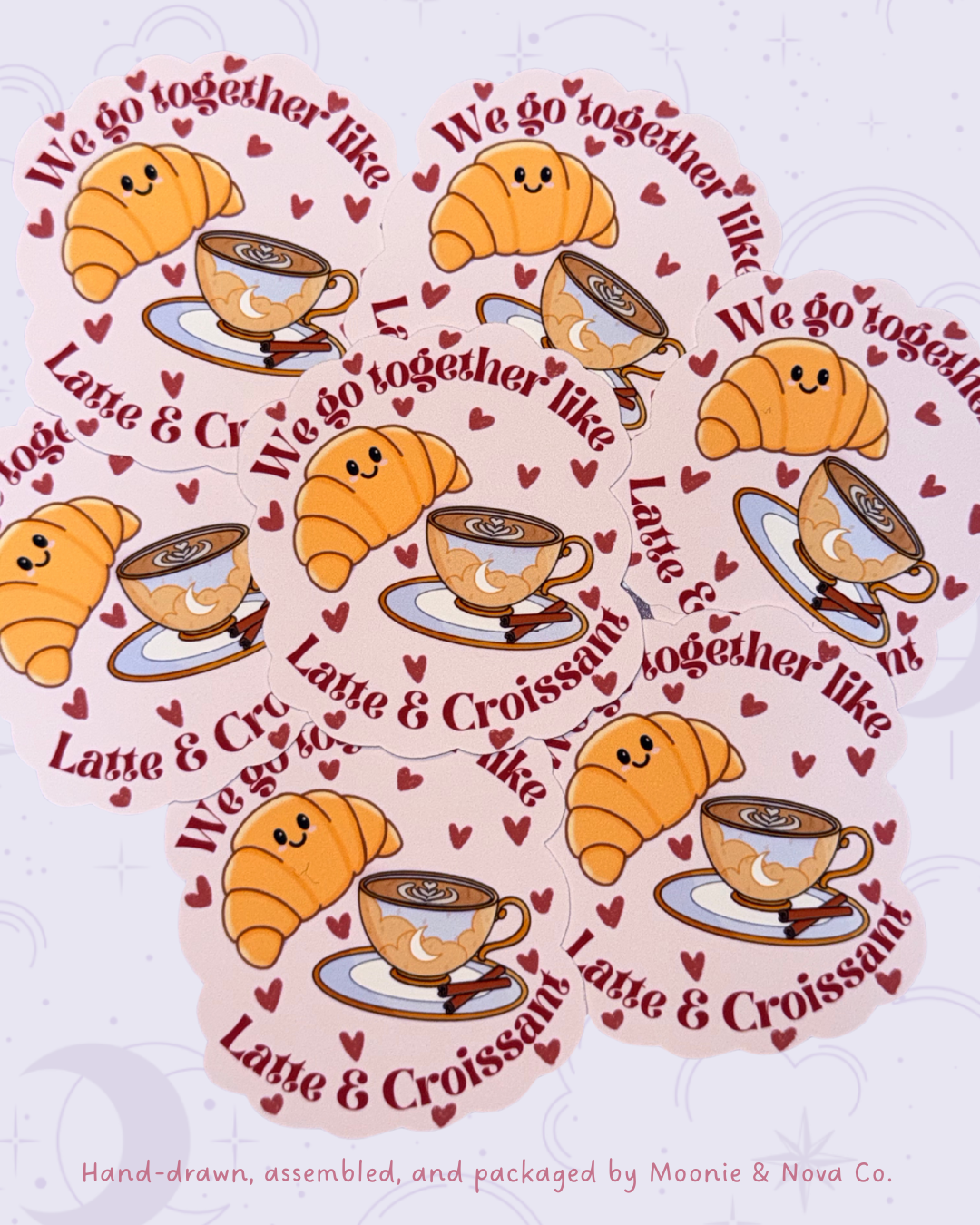 Autocollant Saint-Valentin Croissant et Latte