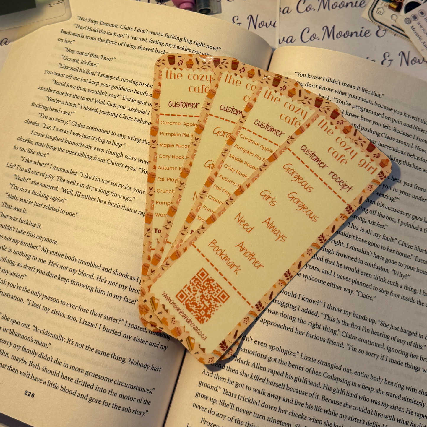 Fall Cozy Girl Cafe Receipt Bookmark