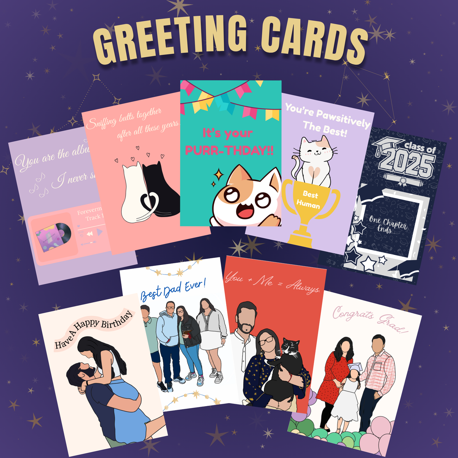 💌Greeting Cards – Ready-Made & Custom Portraits