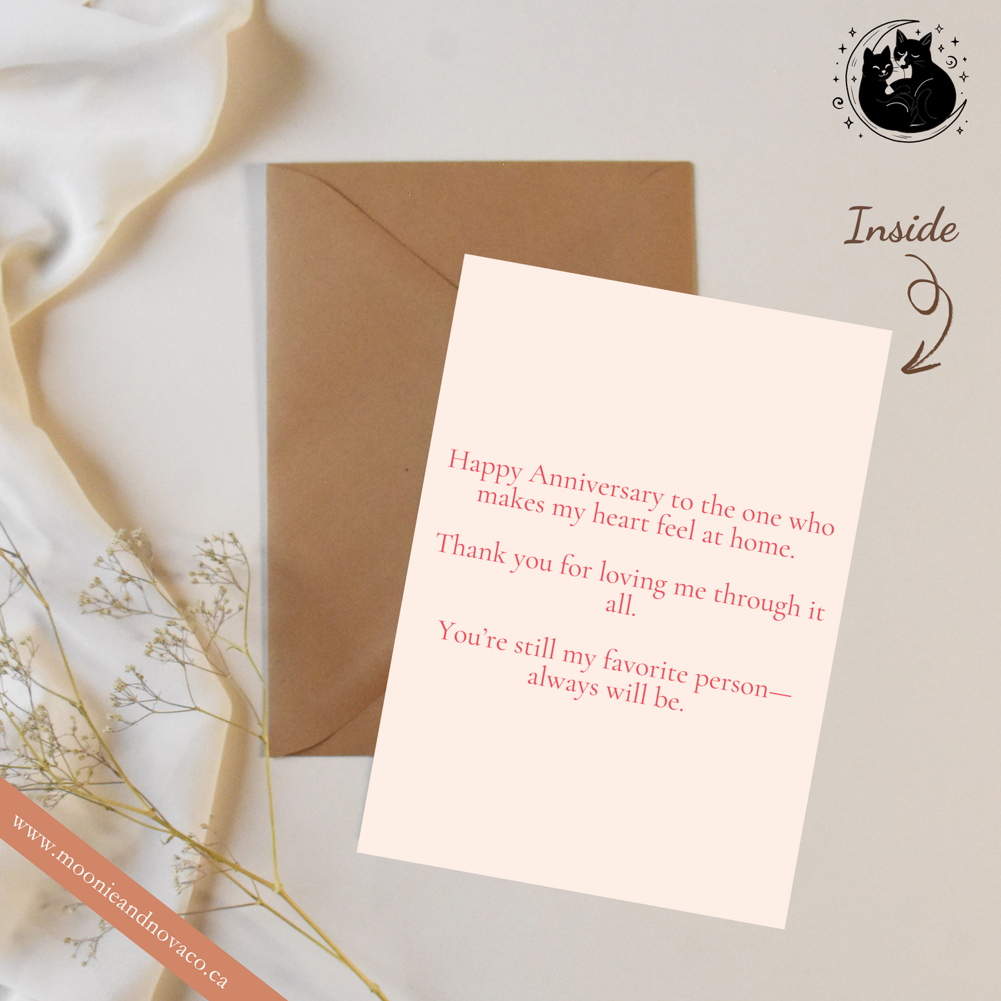 "You + Me = Always" — Custom Anniversary Portrait Card