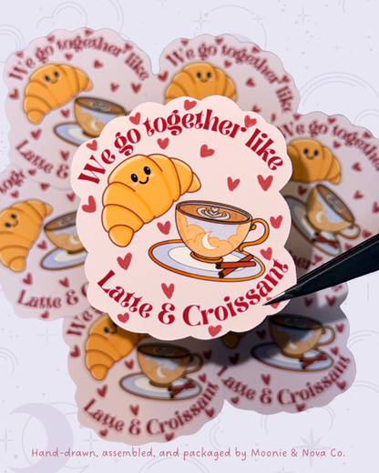 Croissant and Latte Sticker Valentine's Sticker