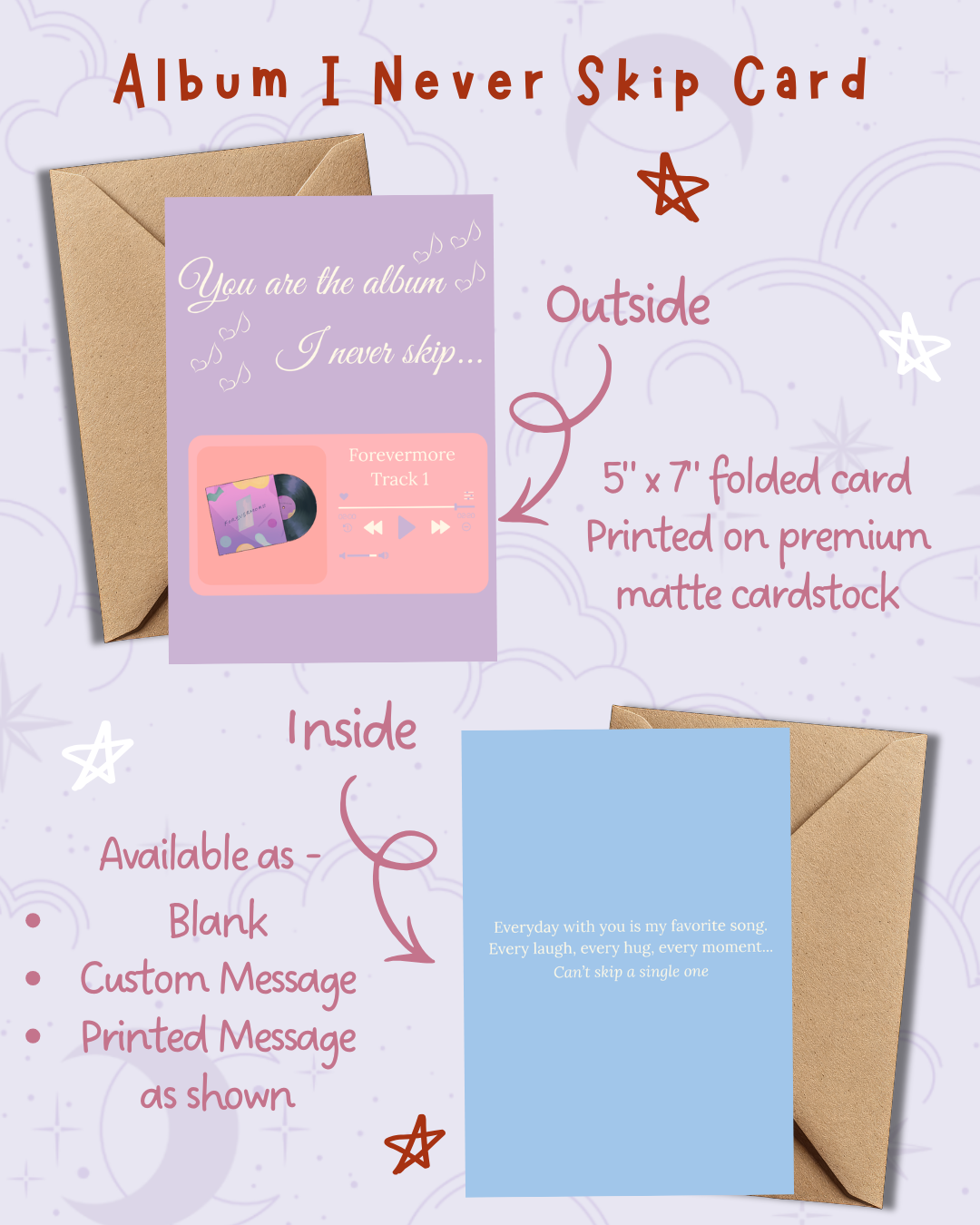 “You Are the Album I Never Skip” – Music Lover Romantic Card