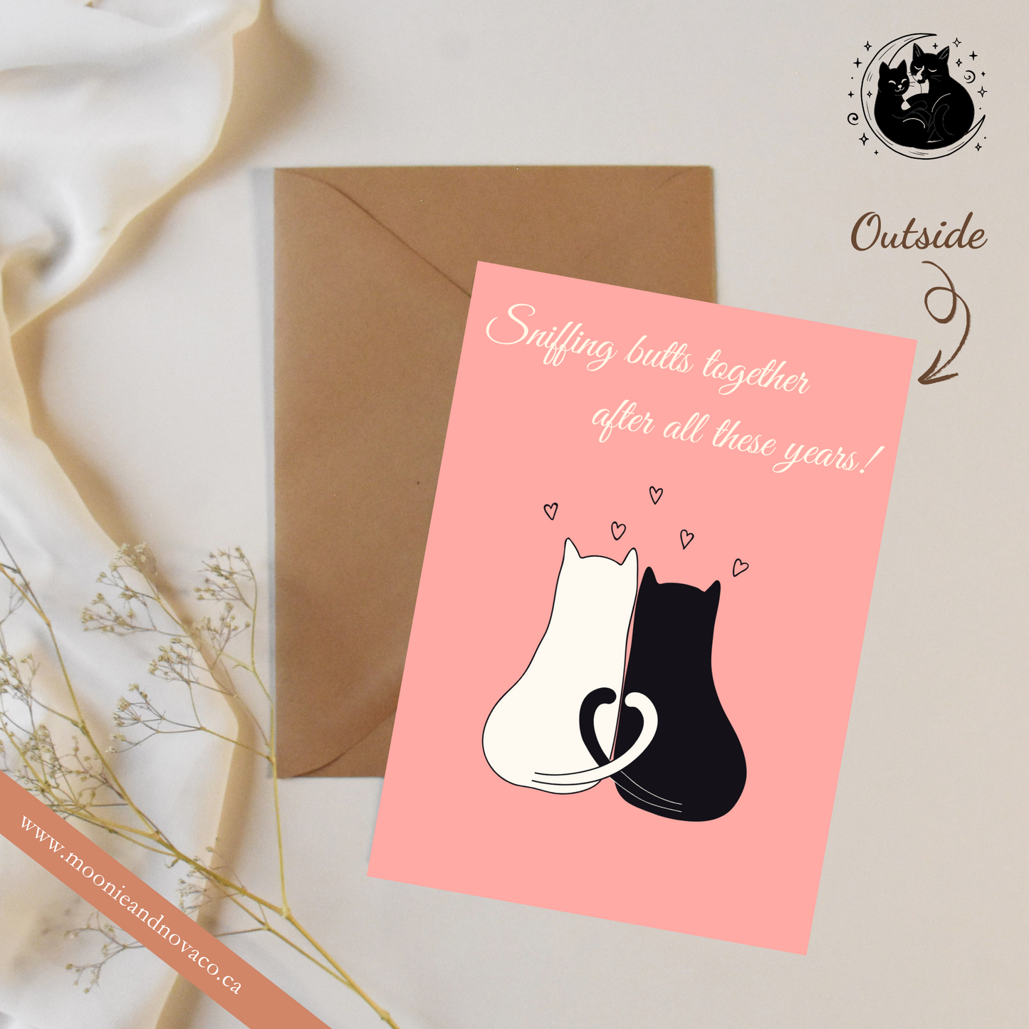 “Sniffing Butts Together After All These Years” – Funny Cat Anniversary Card