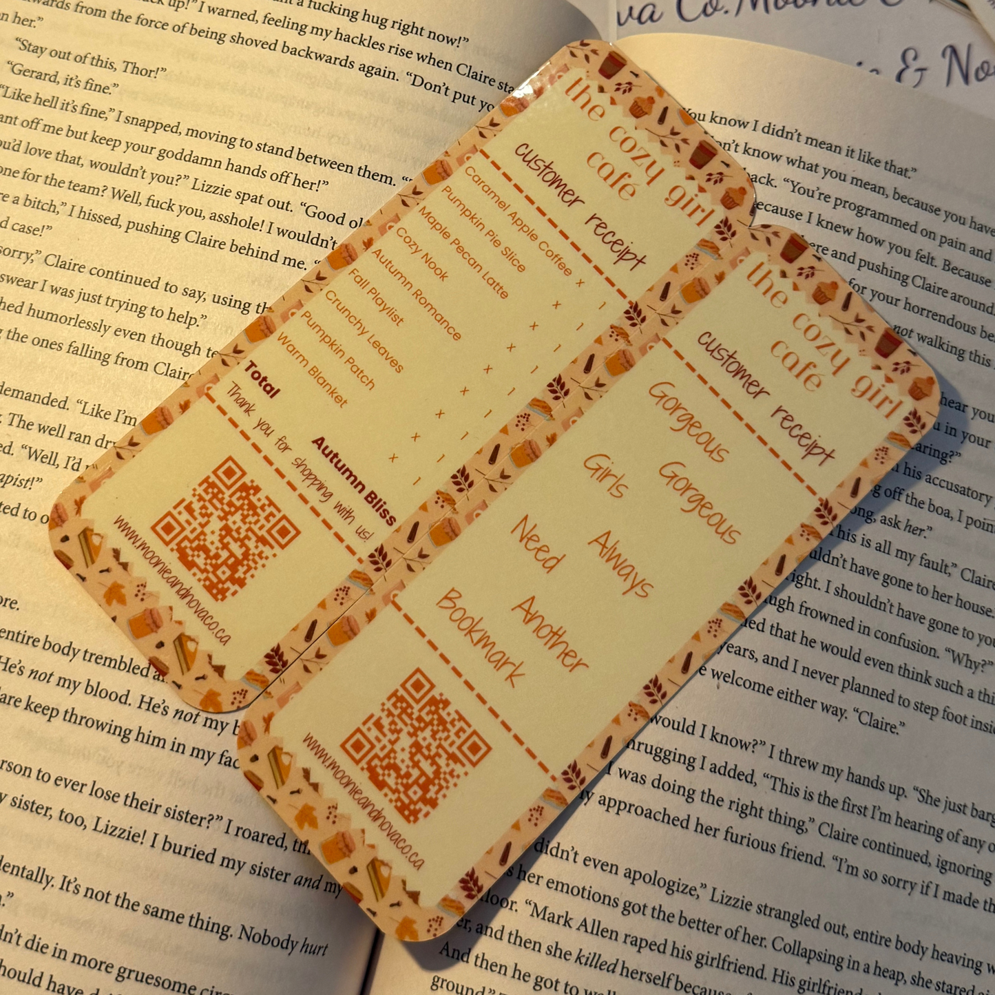 Fall Cozy Girl Cafe Receipt Bookmark