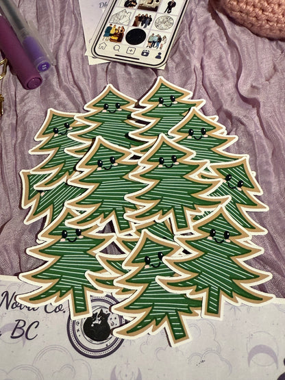 Autocollant en forme de biscuit de Noël « sapin Kawaii »
