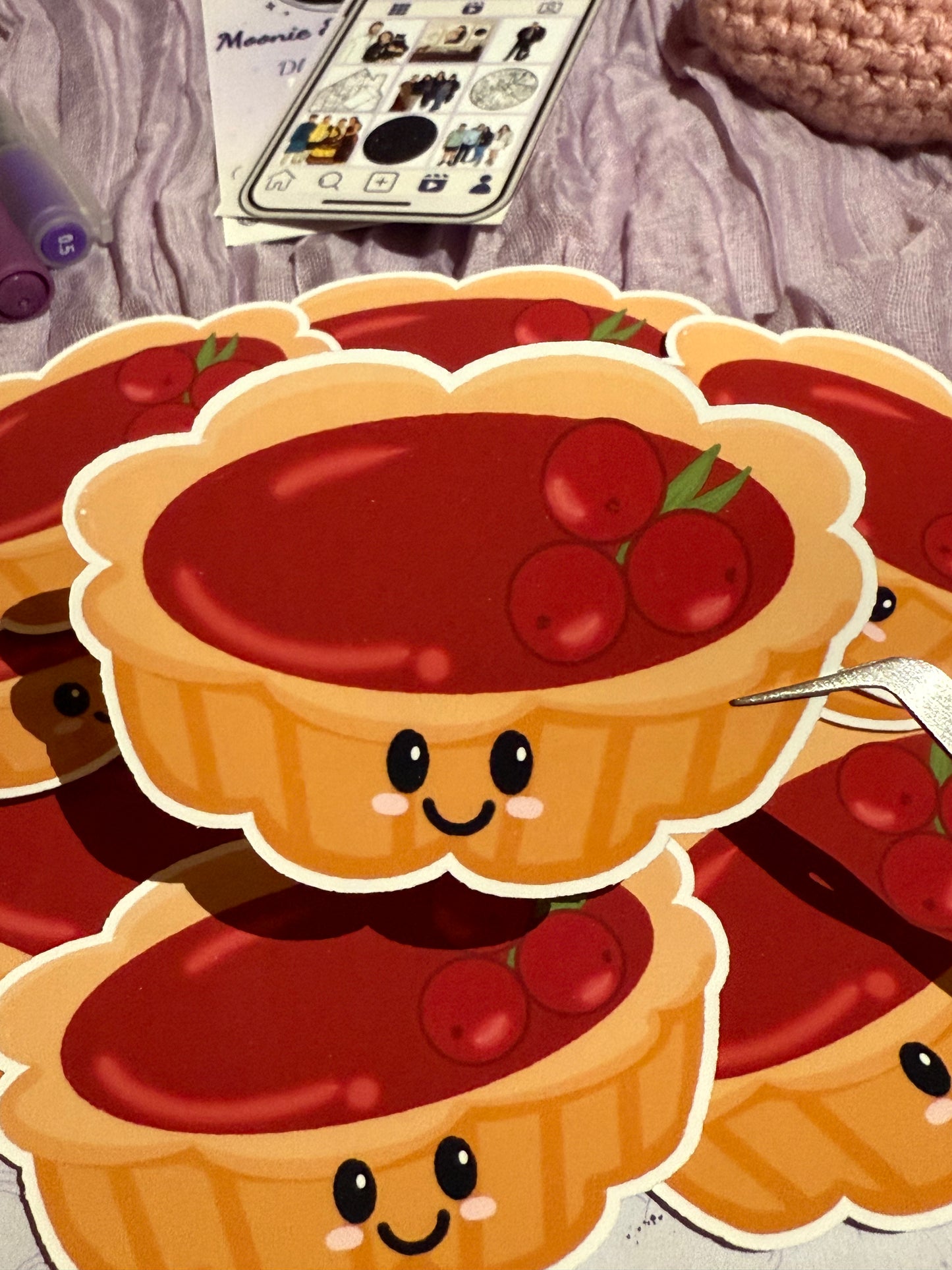 Kawaii Cranberry Tart Sticker
