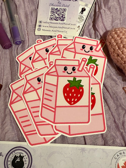 Autocollant lait fraise Kawaii