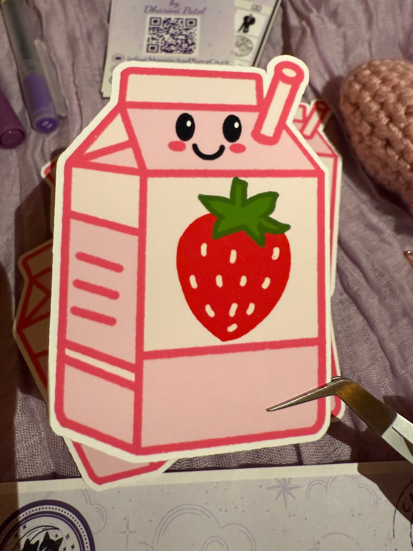 Kawaii Strawberry Milk Sticker