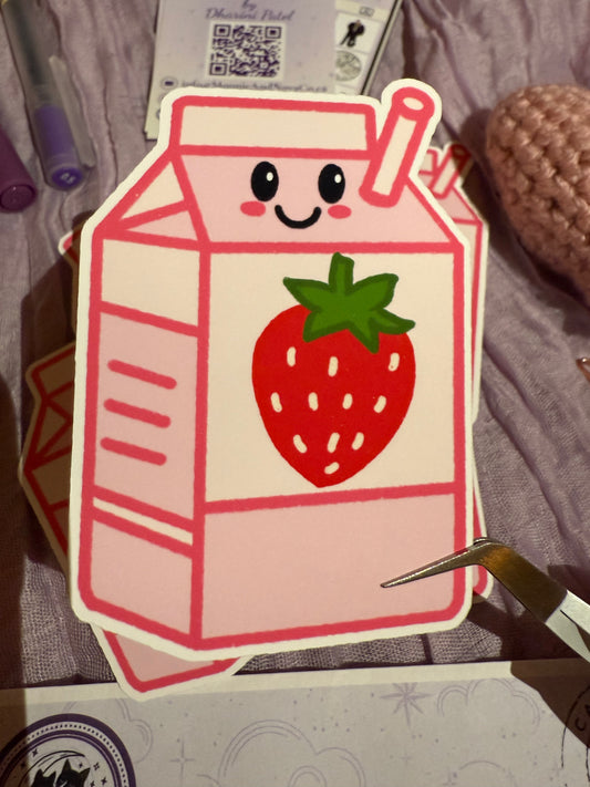 Kawaii Strawberry Milk Sticker