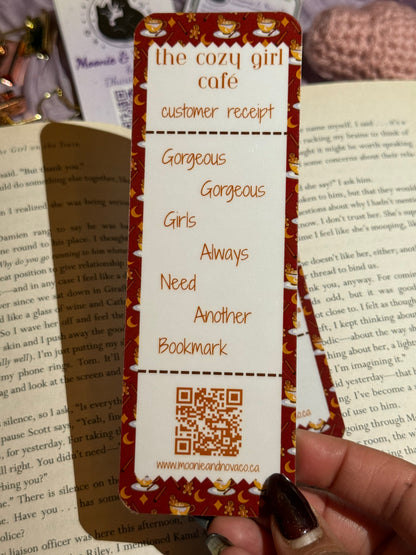 Winter Cozy Girl Cafe Receipt Bookmark