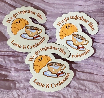 Autocollant Croissant et Latte, inséparables