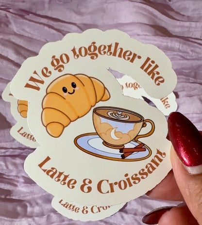 Autocollant Croissant et Latte, inséparables