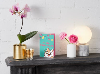 « C’est ton ronronniversaire !! » – Carte d’anniversaire humoristique avec un chat