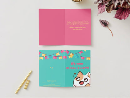 « C’est ton ronronniversaire !! » – Carte d’anniversaire humoristique avec un chat