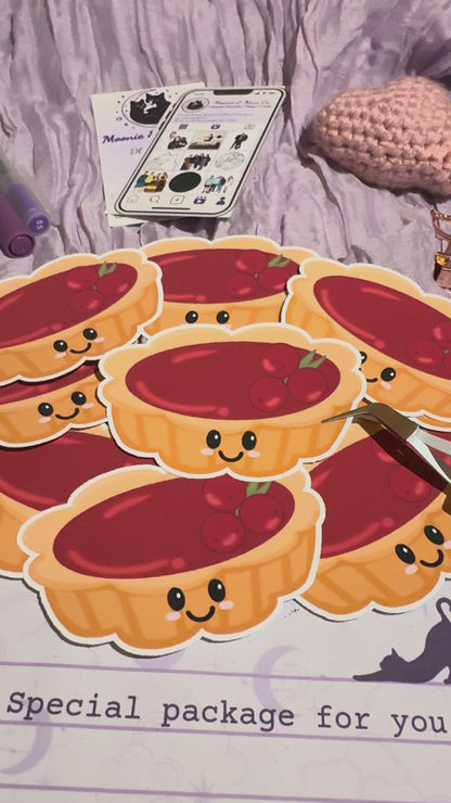 Autocollant Tarte Canneberge Kawaii