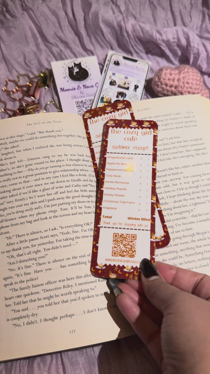 Winter Cozy Girl Cafe Receipt Bookmark